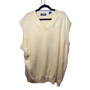 Chaps Mens V Neck Sleeveless Sweater Vest 3XLT Yellow Embroidered Logo Classic
